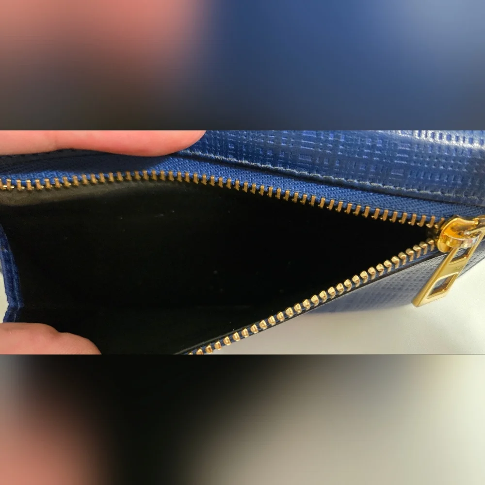 EUC Loewe Textured Navy Leather Wallet